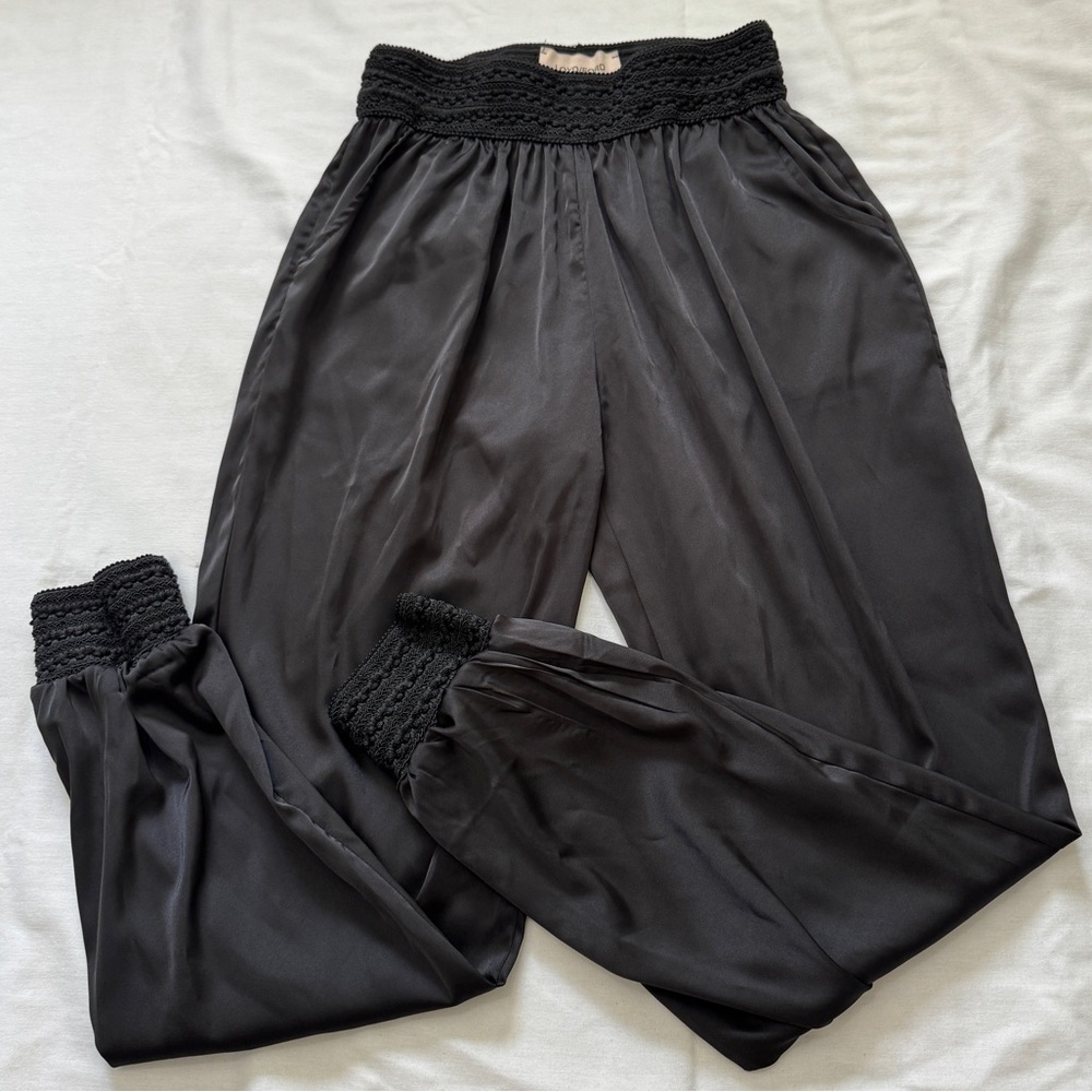 Loyd/Ford XS Black Satin Jogger Pants ~ Pull On Evening Cocktail Capsule Classic